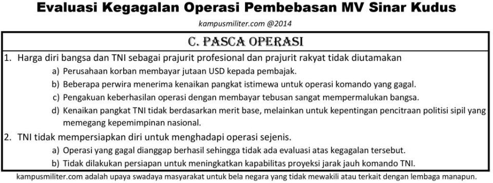 Evaluasi Kegagalan Operasi Pembebasan MV Sinar Kudus 2011 - C - Pasca Operasi